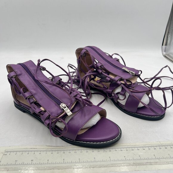 YDN Purple Ankle High Gladiator Sandals for Women Lace up Open toe Zips Shoes - Picture 4 of 8
